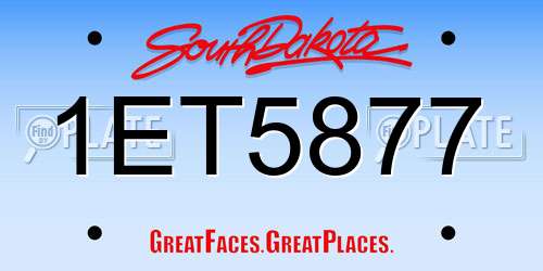 1ET5877 South Dakota License Plate