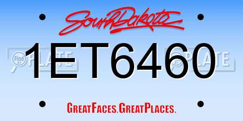 1ET6460 South Dakota License Plate