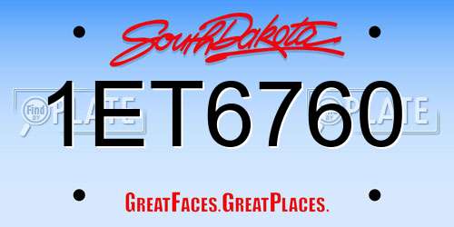 1ET6760 South Dakota License Plate