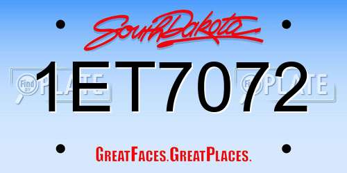 1ET7072 South Dakota License Plate