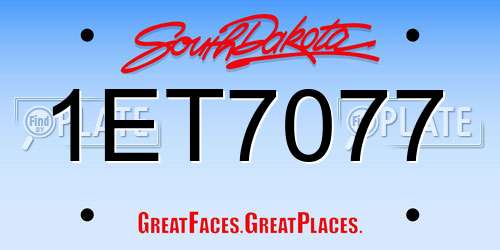 1ET7077 South Dakota License Plate