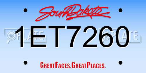 1ET7260 South Dakota License Plate