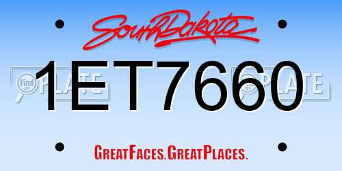 1ET7660 South Dakota License Plate