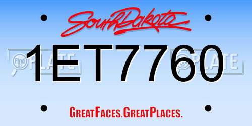 1ET7760 South Dakota License Plate