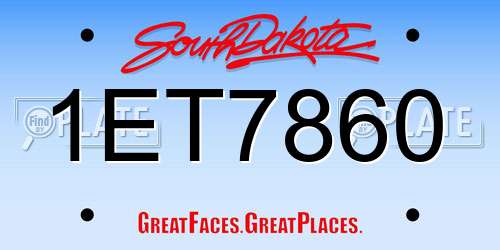 1ET7860 South Dakota License Plate