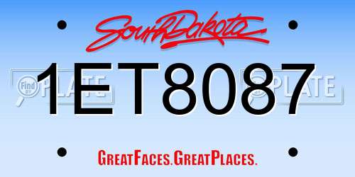 1ET8087 South Dakota License Plate