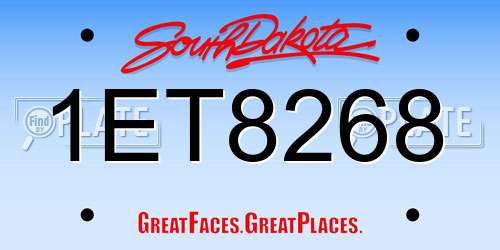 1ET8268 South Dakota License Plate