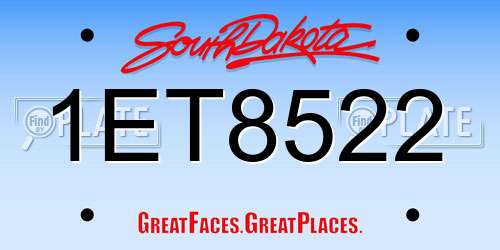 1ET8522 South Dakota License Plate
