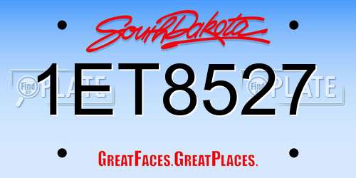 1ET8527 South Dakota License Plate