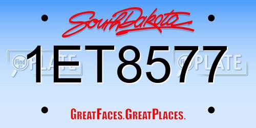 1ET8577 South Dakota License Plate