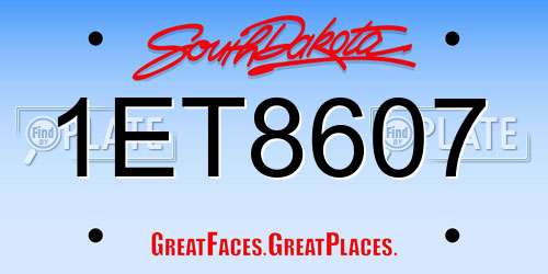 1ET8607 South Dakota License Plate