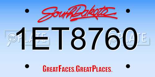1ET8760 South Dakota License Plate