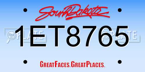 1ET8765 South Dakota License Plate