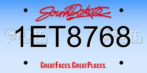 1ET8768 South Dakota License Plate