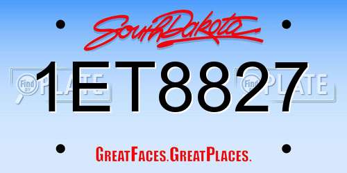 1ET8827 South Dakota License Plate