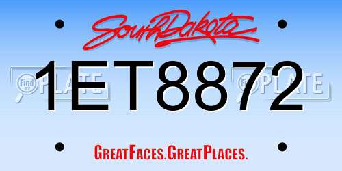 1ET8872 South Dakota License Plate