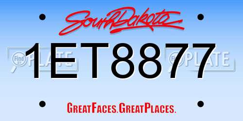 1ET8877 South Dakota License Plate