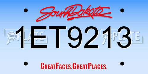 1ET9213 South Dakota License Plate
