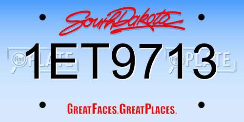 1ET9713 South Dakota License Plate