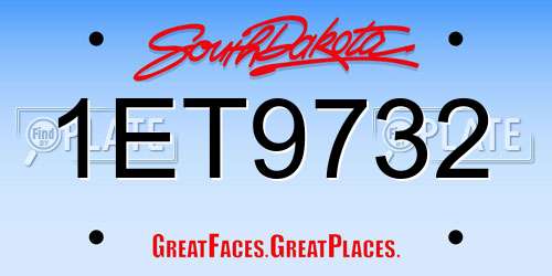 1ET9732 South Dakota License Plate