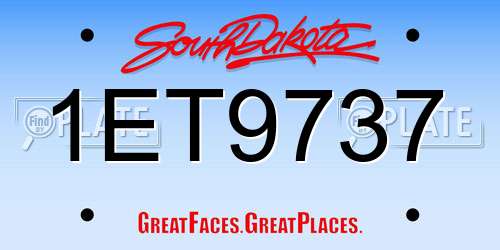 1ET9737 South Dakota License Plate