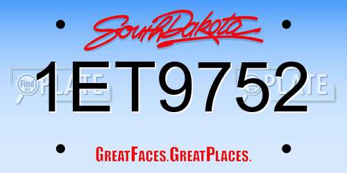 1ET9752 South Dakota License Plate