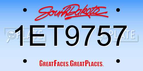 1ET9757 South Dakota License Plate