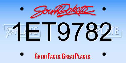 1ET9782 South Dakota License Plate