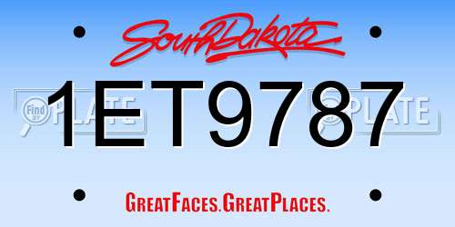 1ET9787 South Dakota License Plate