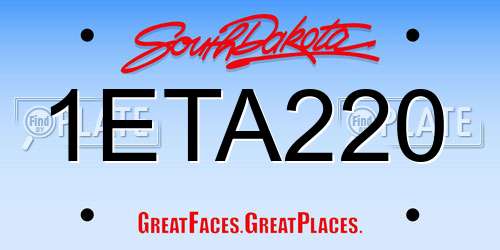 1ETA220 South Dakota License Plate