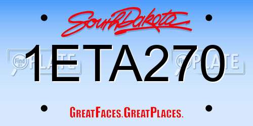 1ETA270 South Dakota License Plate