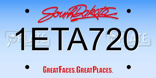 1ETA720 South Dakota License Plate