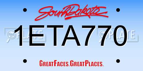 1ETA770 South Dakota License Plate