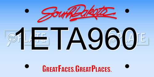 1ETA960 South Dakota License Plate