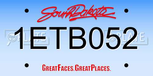 1ETB052 South Dakota License Plate