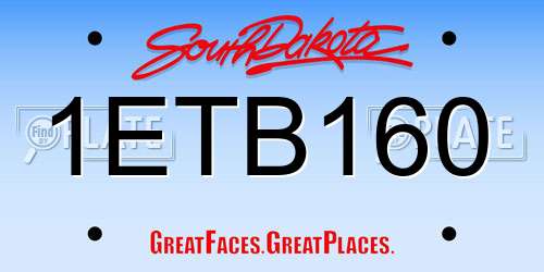 1ETB160 South Dakota License Plate