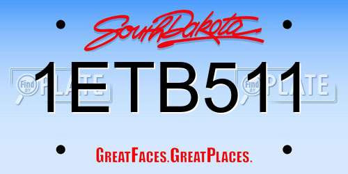 1ETB511 South Dakota License Plate