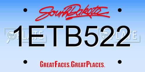 1ETB522 South Dakota License Plate