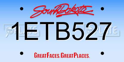 1ETB527 South Dakota License Plate