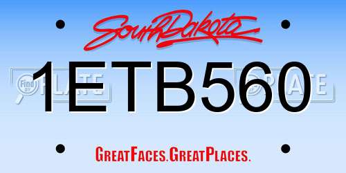 1ETB560 South Dakota License Plate