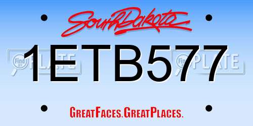 1ETB577 South Dakota License Plate