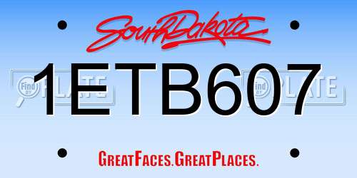 1ETB607 South Dakota License Plate