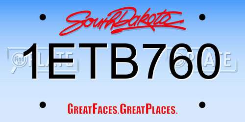 1ETB760 South Dakota License Plate