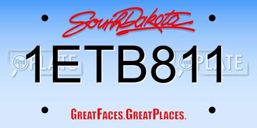 1ETB811 South Dakota License Plate