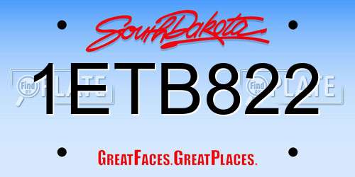 1ETB822 South Dakota License Plate