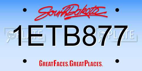 1ETB877 South Dakota License Plate
