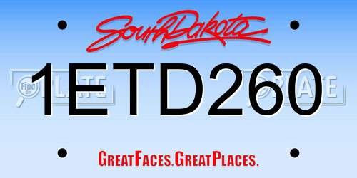 1ETD260 South Dakota License Plate