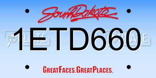 1ETD660 South Dakota License Plate
