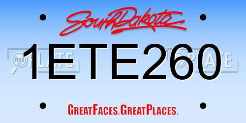 1ETE260 South Dakota License Plate