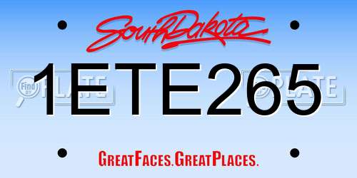 1ETE265 South Dakota License Plate